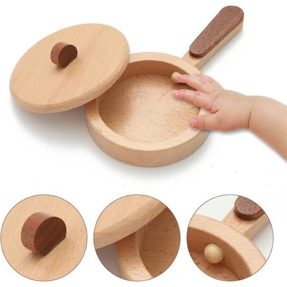 Play Kitchen Accessories,Wooden Kitchen Sets for Kids,Toy Pots and Pans for Kids - Picture 3 of 6